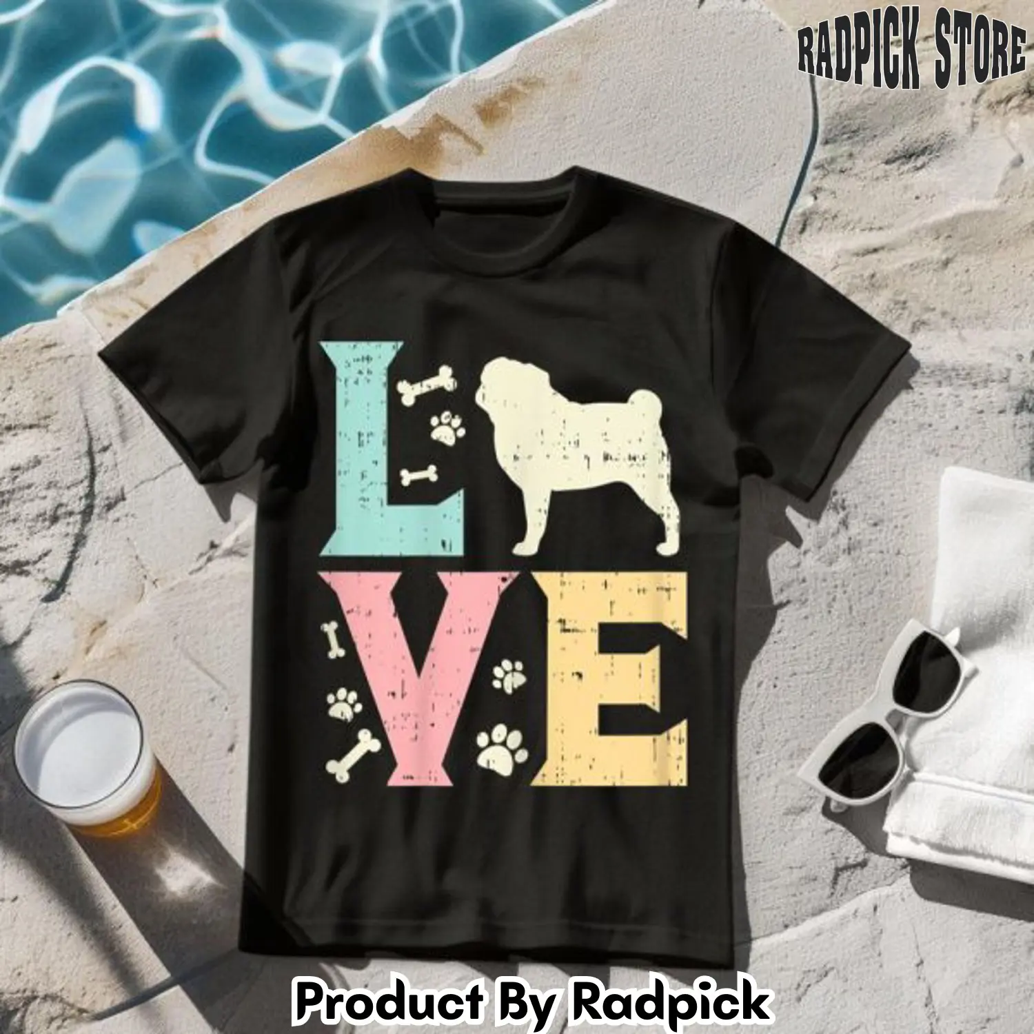 Love pug cute dog tshirt rp2641411